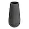 Hello Honey® 11.5" Matte Black Round Stoneware Fluted Vase with Embossed Lines